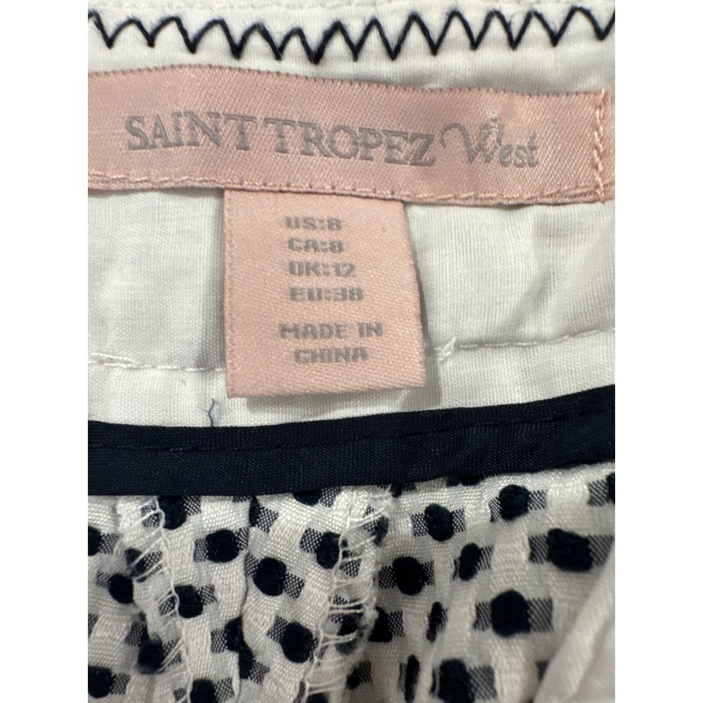 Saint Tropez West Womens Navy White Polka Dot Scalloped Hem Shorts Size 8 - Picture 4 of 5